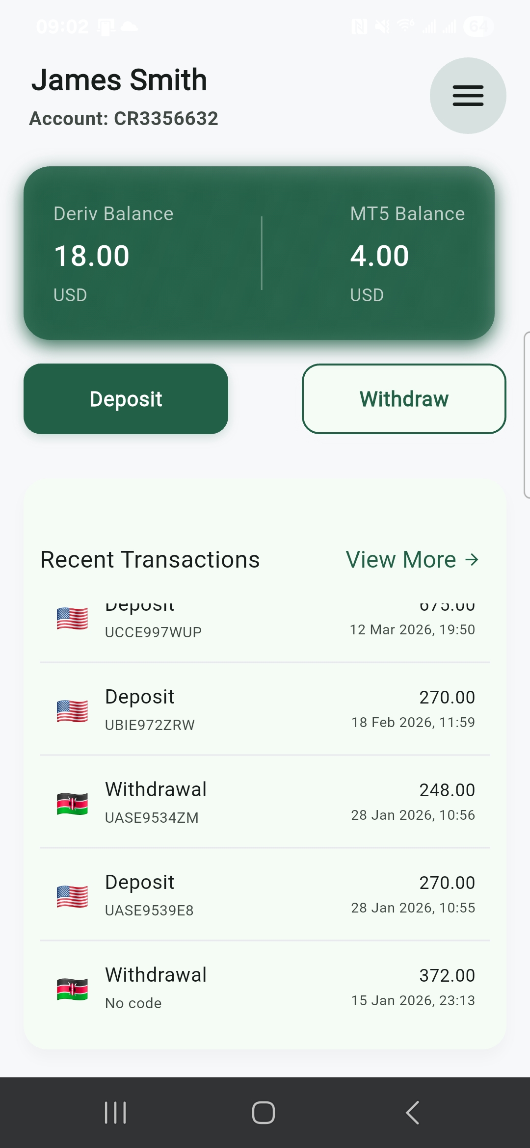 M-D Wallet app preview (light)